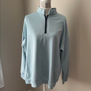 Woman’s Light Aqua Half-Zip Sweatshirt
